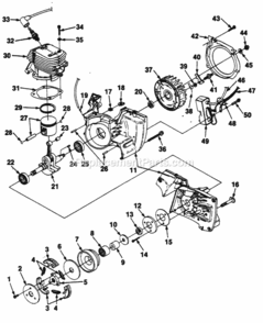 Engine_Internals Diagram and Parts List for UT-05035  Homelite Chainsaw