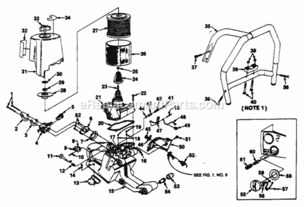 Handle_Air_Cleaner_And_Carburetor Diagram and Parts List for UT-05035  Homelite Chainsaw