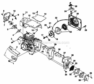 Muffler_And_Starter Diagram and Parts List for UT-05035  Homelite Chainsaw