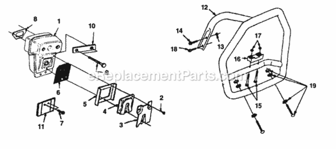 Muffler_-_Handlebar Diagram and Parts List for UT-05073-A  Homelite Chainsaw