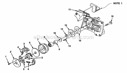 Clutch_-_Crankcase Diagram and Parts List for UT-05074-A  Homelite Chainsaw