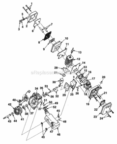 Engine Diagram and Parts List for UT-08007 HB180 Homelite Leaf Blower / Vacuum