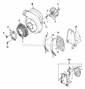 Fan_Outer_Volute_Housing_Grill_And_Back_Pack Diagram and Parts List for UT-08028 PHB3000 Homelite Leaf Blower / Vacuum