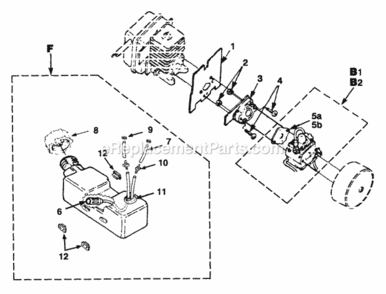 Carburetor_And_Fuel_Tank Diagram and Parts List for UT-08033-C PBP3000 Homelite Leaf Blower / Vacuum