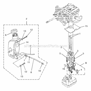 Carburetor_-_Fuel_Tank Diagram and Parts List for UT-08067-B D25MHV Homelite Leaf Blower / Vacuum