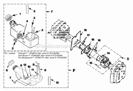 Carburetor_And_Fuel_Tank Diagram and Parts List for UT-08078-R HB251YV Homelite Leaf Blower / Vacuum