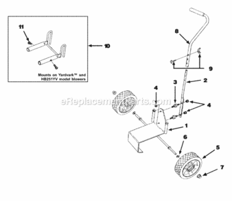 Dolly_And_Bracket Diagram and Parts List for UT-08078-R  Homelite Leaf Blower / Vacuum