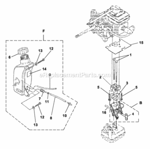 Carburetor_-_Fuel_Tank Diagram and Parts List for UT-08091 BVM160 Homelite Leaf Blower / Vacuum