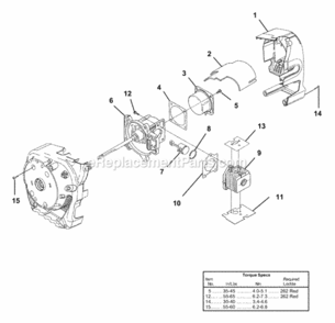 Engine_Internal Diagram and Parts List for UT-08107-A  Homelite Leaf Blower / Vacuum