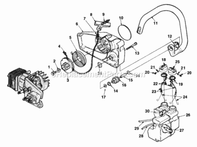 Starter_Fuel_And_Oil_Tank Diagram and Parts List for UT-10630  Homelite Chainsaw
