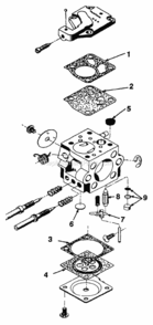 Carburetor Diagram and Parts List for UT-10661-A  Homelite Chainsaw