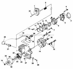 Peripheral_Engine_Parts Diagram and Parts List for UT-10690  Homelite Chainsaw