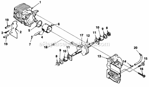 Engine_Internals Diagram and Parts List for UT-10699  Homelite Chainsaw