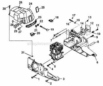 Engine_Housing Diagram and Parts List for UT-10700-A  Homelite Chainsaw