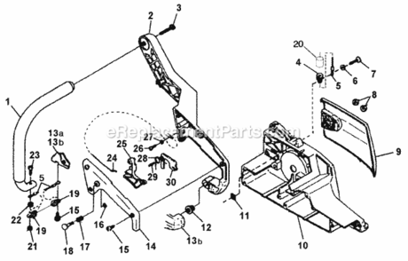 Handles Diagram and Parts List for UT-10700-B  Homelite Chainsaw