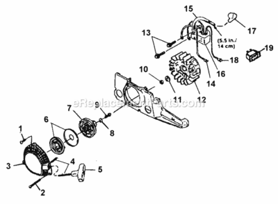 Starter_-_Ignition Diagram and Parts List for UT-10700-B  Homelite Chainsaw