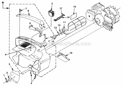 Engine_Housing_External Diagram and Parts List for UT-10705-3B  Homelite Chainsaw