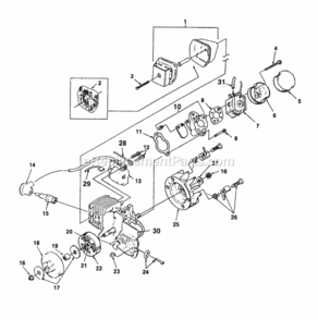 Intake_Clutch_Muffler_And_Ignition Diagram and Parts List for UT-10705-D  Homelite Chainsaw