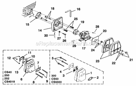 Carburetor_-_Muffler Diagram and Parts List for UT-10737-R  Homelite Chainsaw