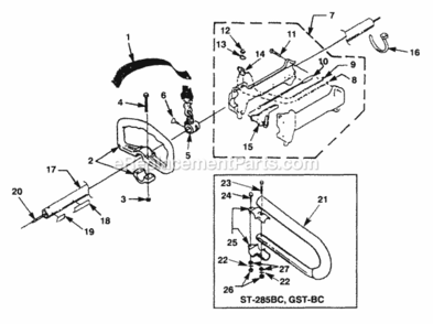 Boom_Handles_And_Head Diagram and Parts List for UT-15040-J  Homelite Trimmer