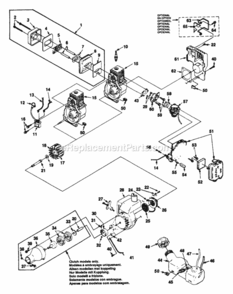 Engine Diagram and Parts List for UT-15086-C  Homelite Trimmer