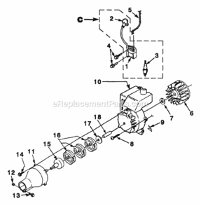Ignition_-_Rotor_-_Clutch_Pbc3600-B Diagram and Parts List for UT-15091-D  Homelite Trimmer
