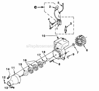 Ignition_-_Rotor_-_Clutch Diagram and Parts List for UT-15091-F  Homelite Trimmer