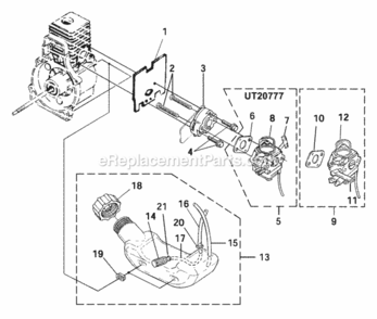 Carburetor_-_Fuel_Tank Diagram and Parts List for UT-15177  Homelite Trimmer