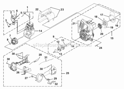 Ignition_-_Rotor_-_Starter_-_Clutch Diagram and Parts List for UT-15177  Homelite Trimmer