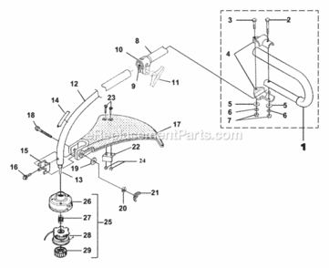 Shaft_-_Spool_And_String_-_Grass_Deflector Diagram and Parts List for UT-15177  Homelite Trimmer