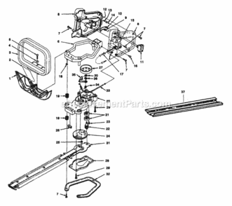 Handles_-_Gearbox_-_Blade Diagram and Parts List for UT-18008-H  Homelite Hedge Trimmer