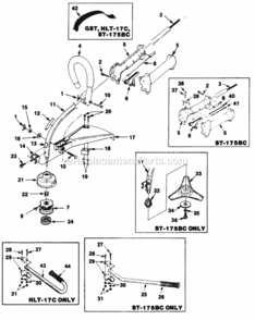 Boom_And_Head Diagram and Parts List for UT-20539-C  Homelite Trimmer