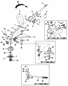 Boom_And_Head Diagram and Parts List for UT-20544-A  Homelite Trimmer