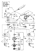 Gearhead, Stringhead And Deflectors Diagram and Parts List for UT-20581-E ST285BC Homelite Trimmer