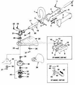 Boom_And_Head Diagram and Parts List for UT-20594-2A  Homelite Trimmer