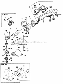 Boom_And_Head Diagram and Parts List for UT-20595  Homelite Trimmer