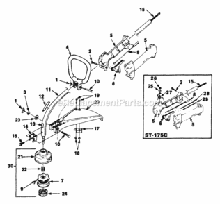 Boom_And_Head Diagram and Parts List for UT-20599-A  Homelite Trimmer