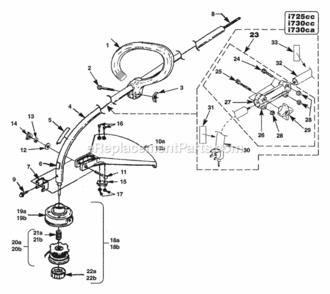 Head_And_Shaft_Assy Diagram and Parts List for UT-20625  Homelite Trimmer
