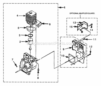 Part Location Diagram of A07145B Homelite 25CC Cylinder Kit