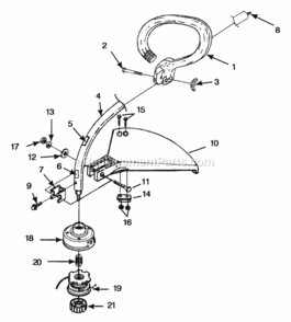 Shaft_-_Spool_And_String_-_Grass_Deflector Diagram and Parts List for UT-20717  Homelite Trimmer
