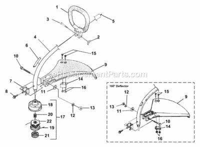 Shaft_-_Spool_And_String_-_Grass_Deflector Diagram and Parts List for UT-20741  Homelite Trimmer