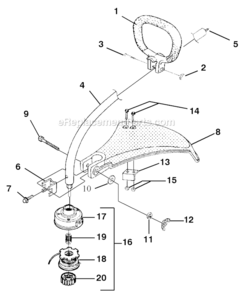 Shaftá-áSpoolá&áStringá-áGrassáDeflector Diagram and Parts List for UT-20760 S/N MB0849999 Homelite Trimmer