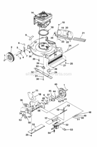 Mower Diagram and Parts List for UT-30079  Homelite Lawn Mower