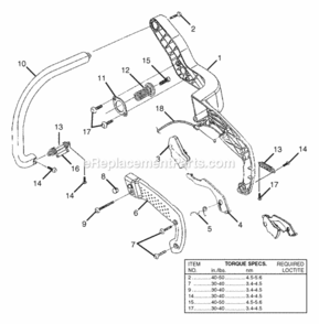 Handles Diagram and Parts List for UT-74125-D  Homelite Chainsaw