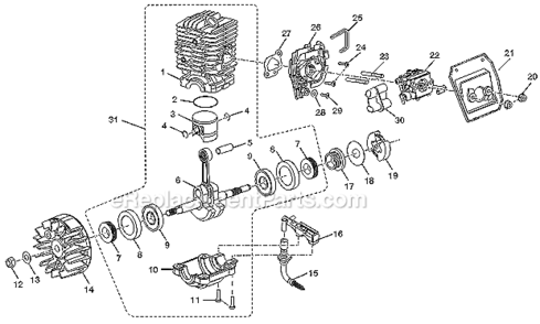 Part Location Diagram of 620277001 Homelite Piston Pin