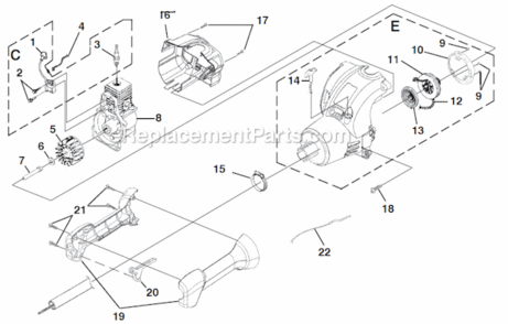 Ignition - Rotor - Starter Diagram and Parts List for UT20748 Power Trim Homelite Trimmer