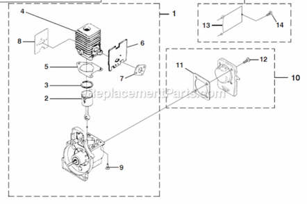 Engine Internal Diagram and Parts List for UT20748 Power Trim Homelite Trimmer