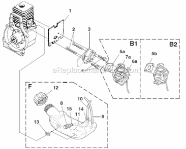 Carburetor - Fuel Tank Diagram and Parts List for UT20748 Power Trim Homelite Trimmer