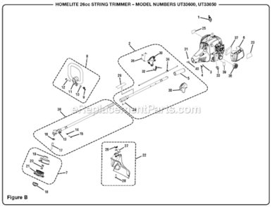 Page B Diagram and Parts List for UT33650  Homelite Trimmer
