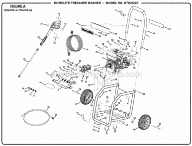 General_Assembly Diagram and Parts List for UT80522E  Homelite Pressure Washer